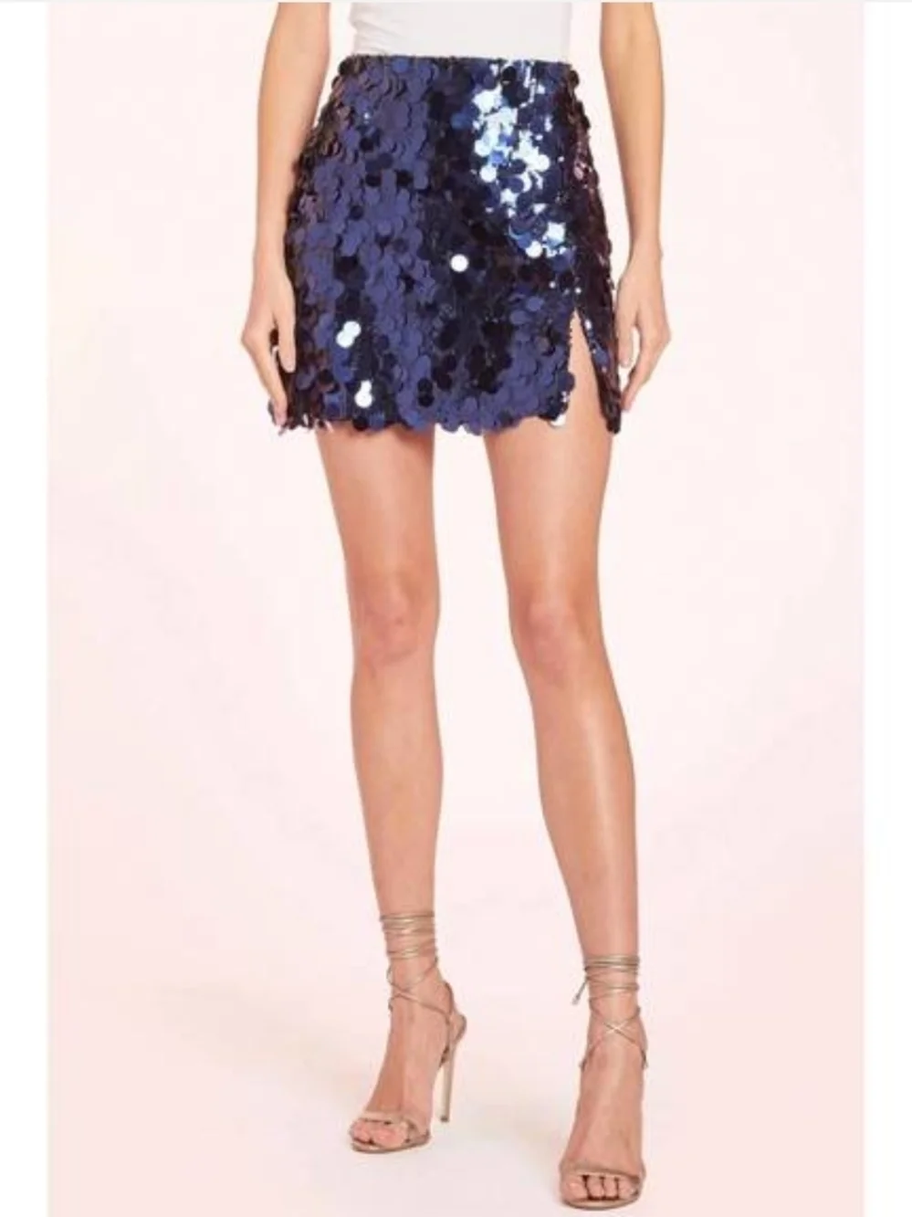 Sleek Amanda Uprichard Dale Seuqins Mini Skirt in Navy Blue Ink Size M, NWOT